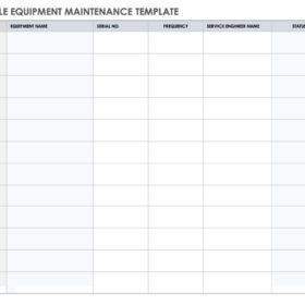 Equipment Maintenance List Template Excel