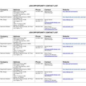 Job Contact List Template