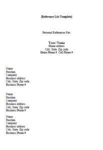 Personal Reference List Template | Free Excel Templates