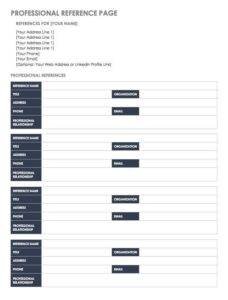 Printable Reference List Template | Free Excel Templates