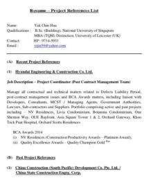 Project Reference List Template | Free Excel Templates