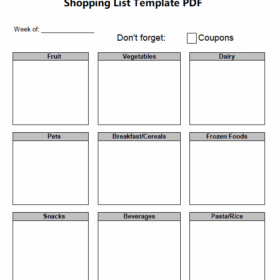 Shopping List Template PDF
