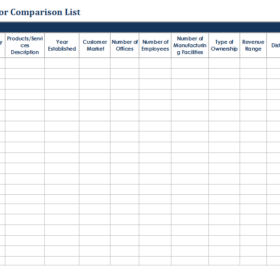 Vendor Comparison List Template Excel