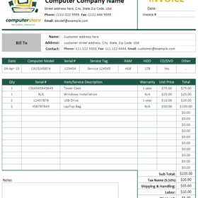 Cash Sales Invoice Template