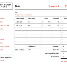 Printable Sales Invoice Template