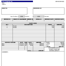 Service Invoice Example