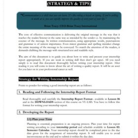Internship Report Writing Tips Template