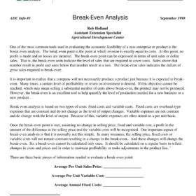 Break Even Analysis Template PDF