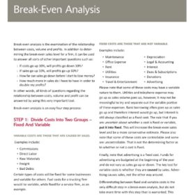 Detailed Break Even Analysis Example