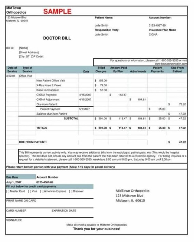 Doctor Bill Receipt Template | Free Excel Templates