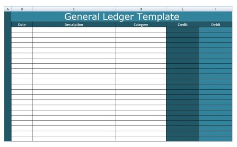 General Cash Account Ledger Template | Free Excel Templates