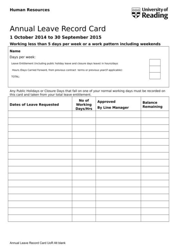 Annual Leave Calculator and Record Template