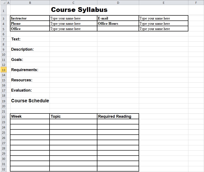 Course Syllabus Format