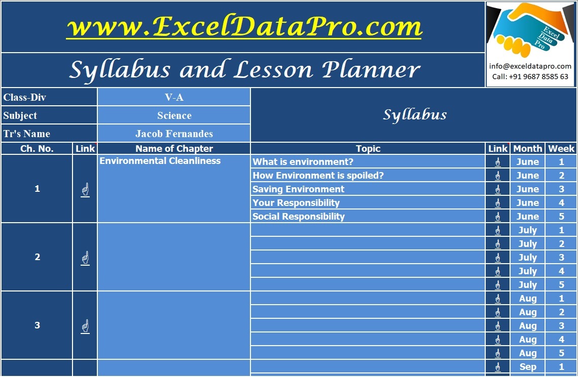 Course Syllabus Template Excel