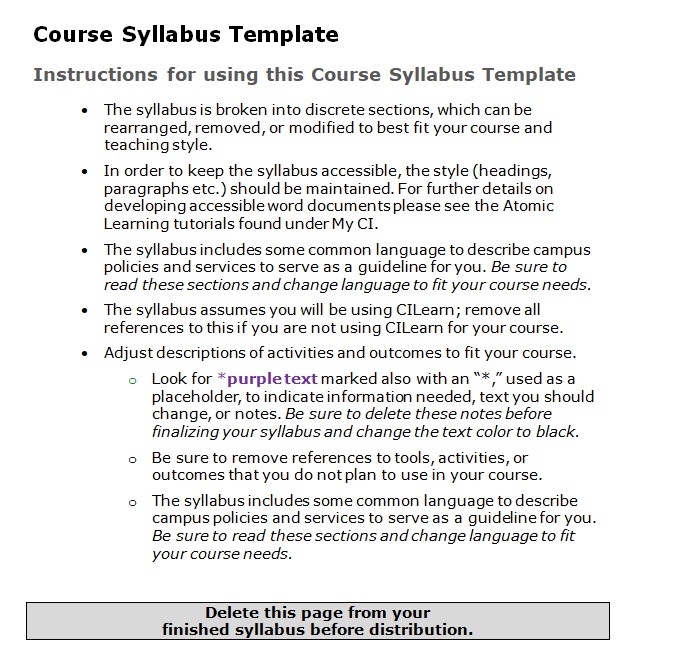 Course Syllabus Template