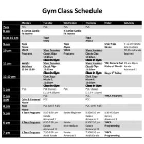 Gym Class Schedule Template