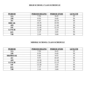 High School Class Schedule Template