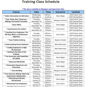 Training Class Schedule Template
