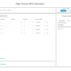High School GPA Calculator Template
