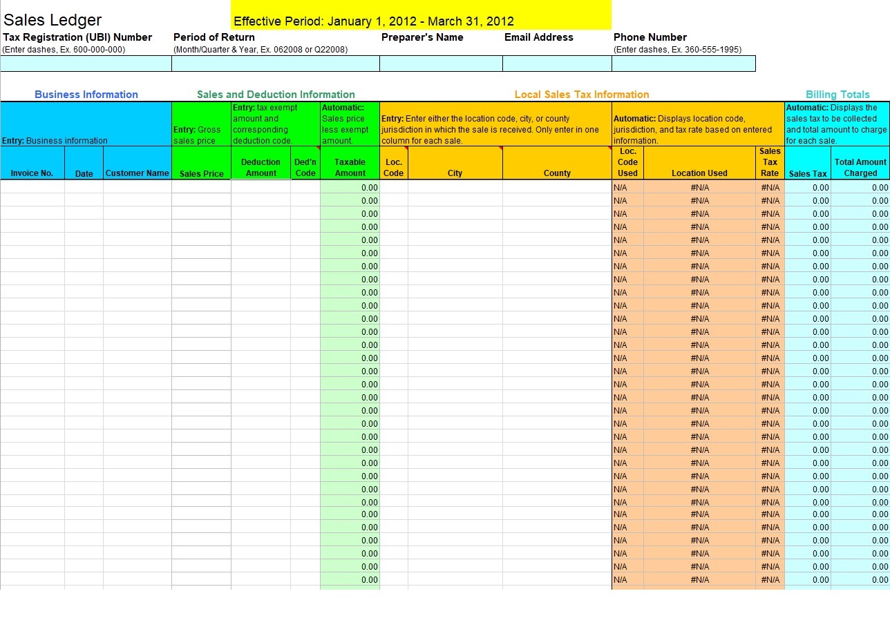 Free Sales Ledger Template