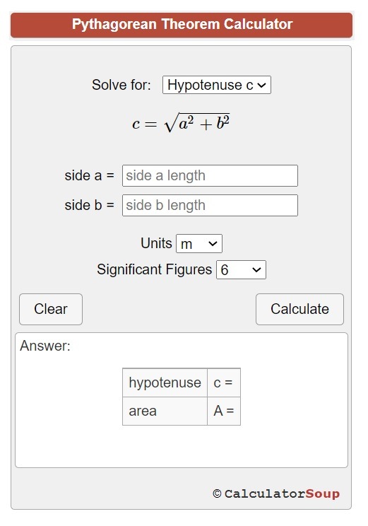 Pythagorean Theorem Calculator Template