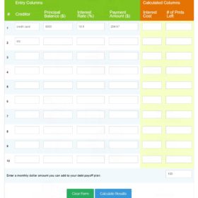 Blank Debt Snow Calculator Template