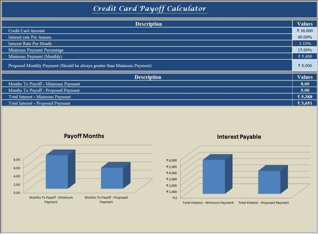 Credit Card Payoff Calculator Format