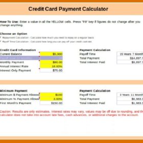 Credit Card Repayment Calculator Template