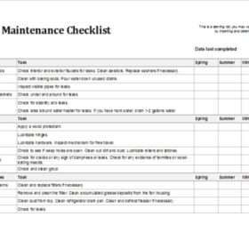 Building Facility Maintenance Checklist Template Excel