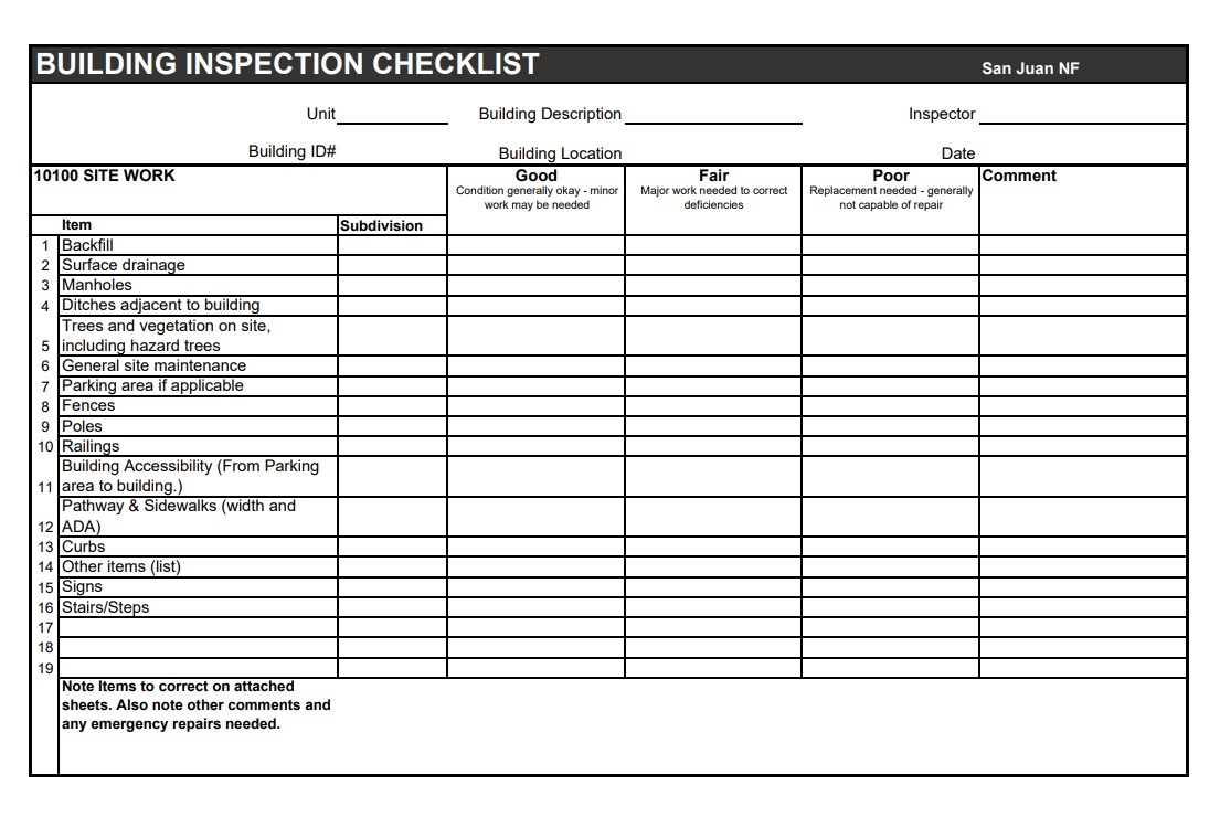 Facility Building Maintenance Checklist Template