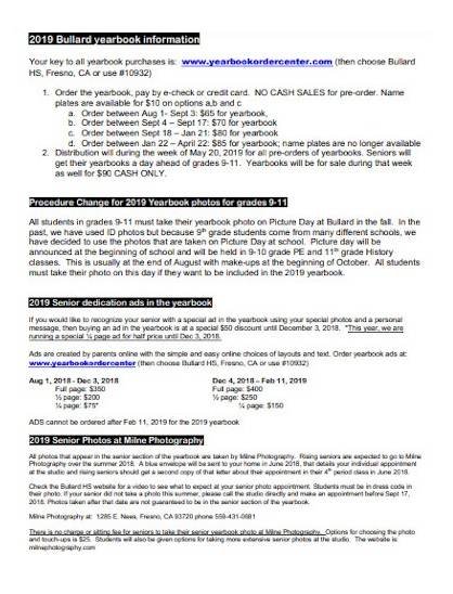 School Yearbook Information Template