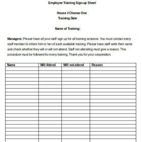 Blank Employee Sign-up Sheet Template