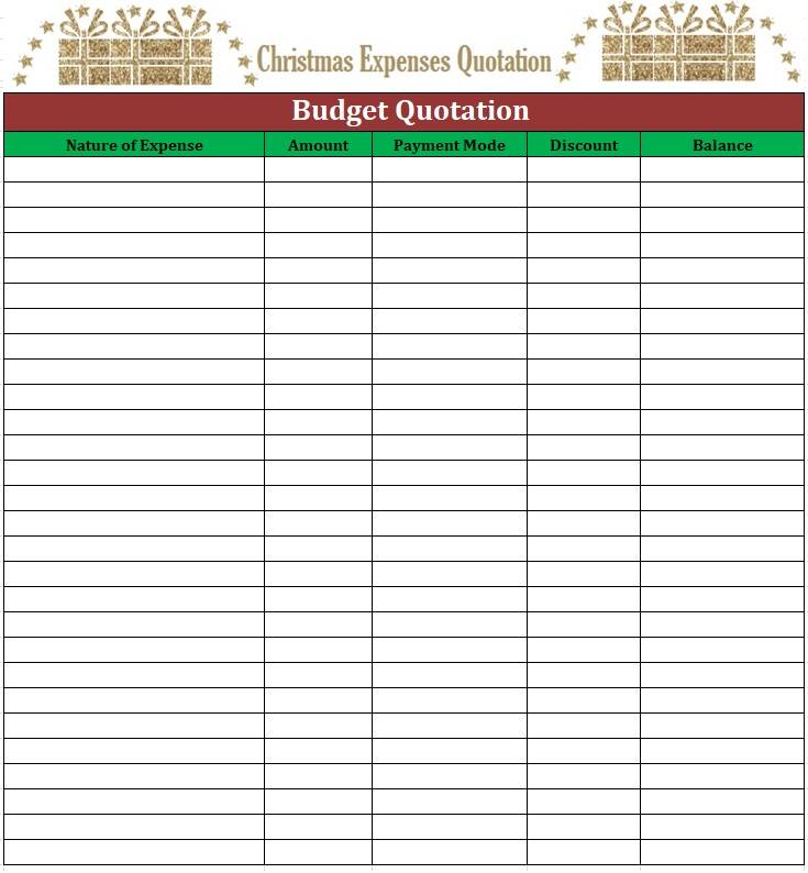 Christmas Expenses Quotation Template