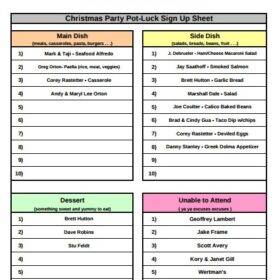 Christmas Sign Up Sheet Template