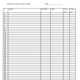 Printable Sign Up Sheet Template