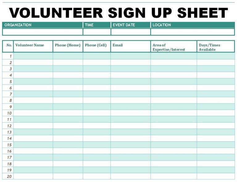 Sign Up Sheet Templates 19+ Free Xlsx, Docs & PDF Formats, Samples