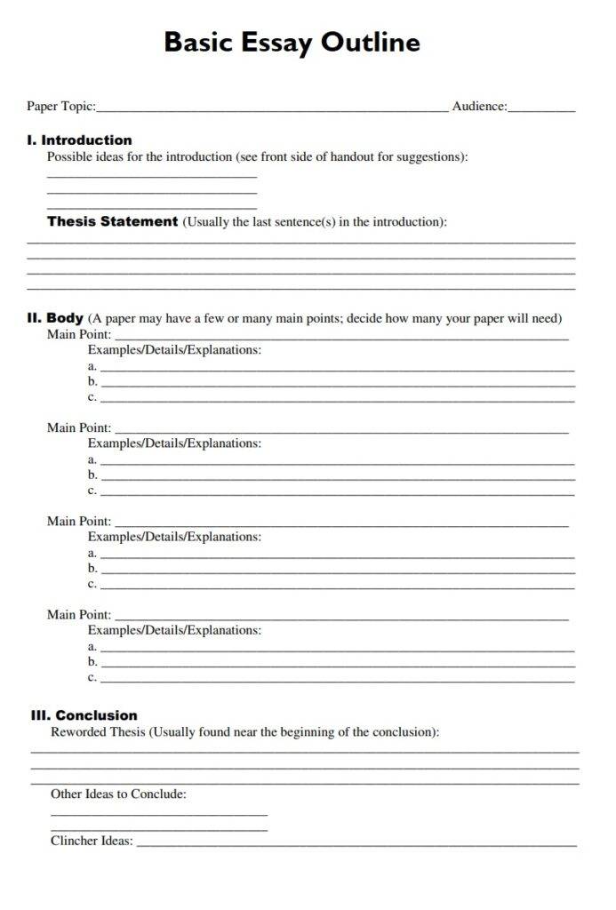 Basic Essay Outline Example