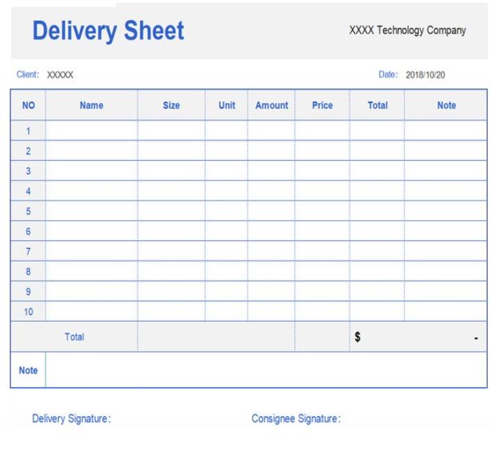 Proof of Delivery Sheet Template