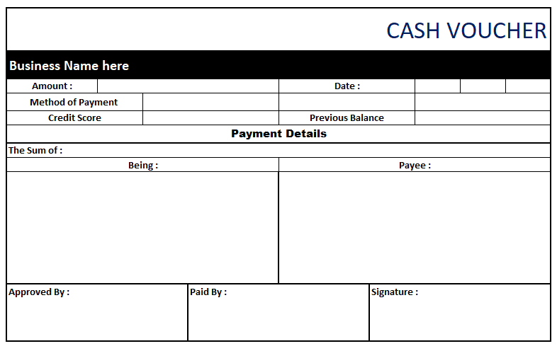 Blank Cash Voucher Template