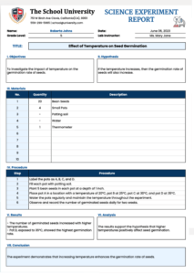 Science Fair Experiment Template | Free Excel Templates