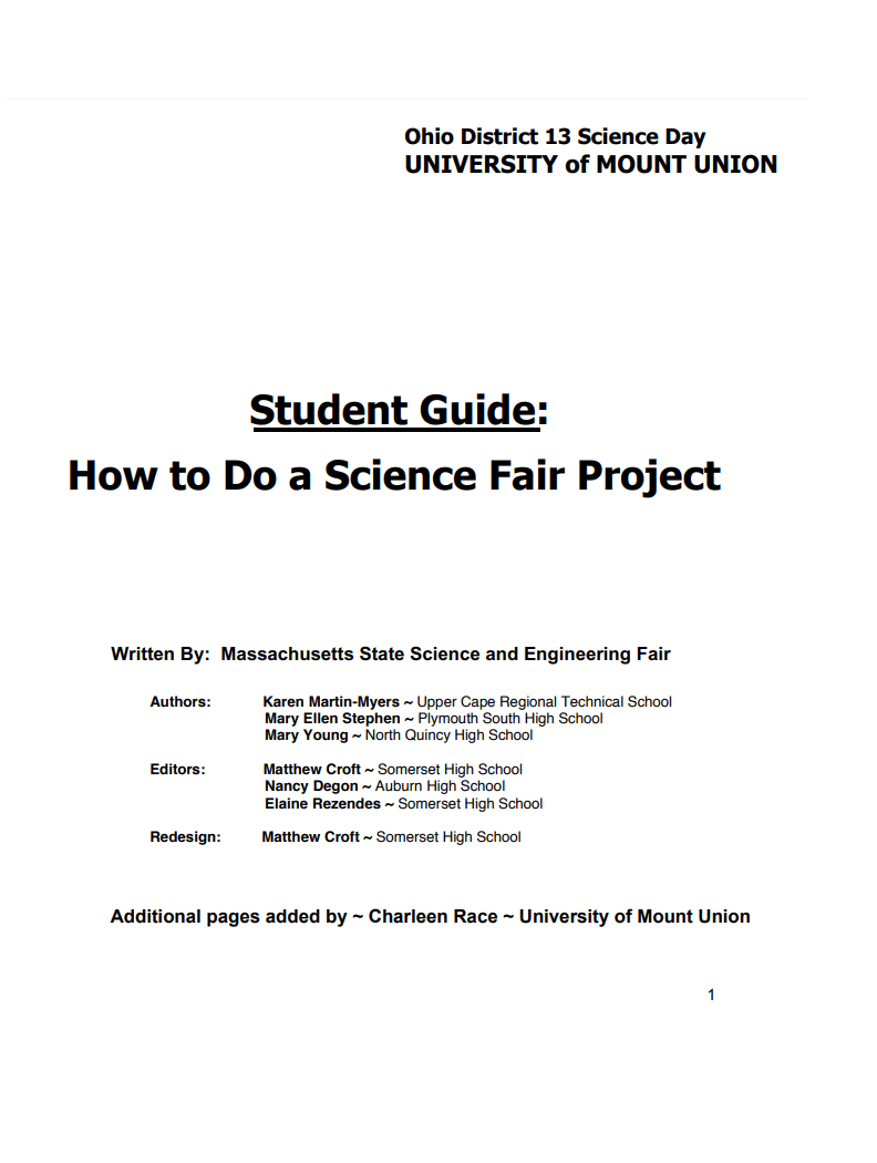 Science Fair Project Format