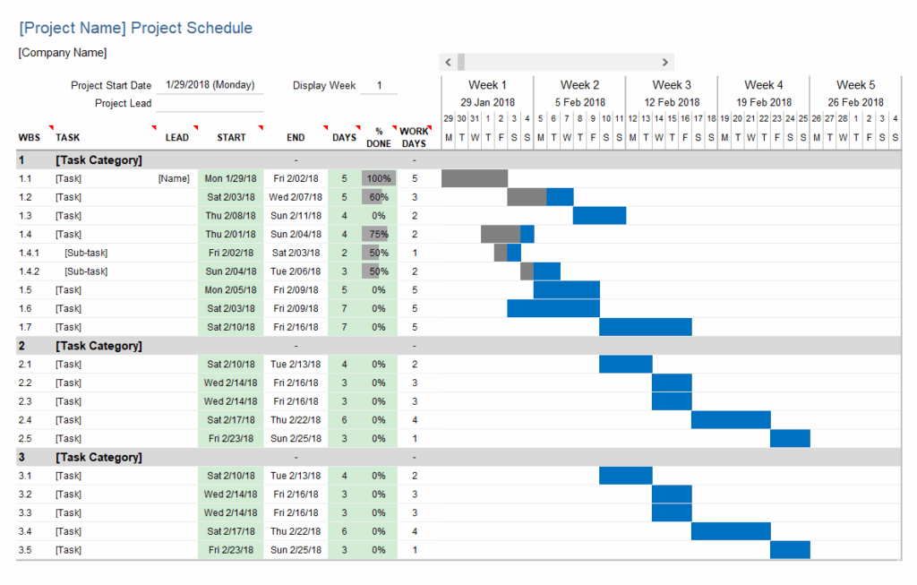 Project Gantt Chart Template