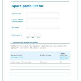 Spare Parts List Template MS Word
