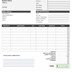 Catering Invoice Sample