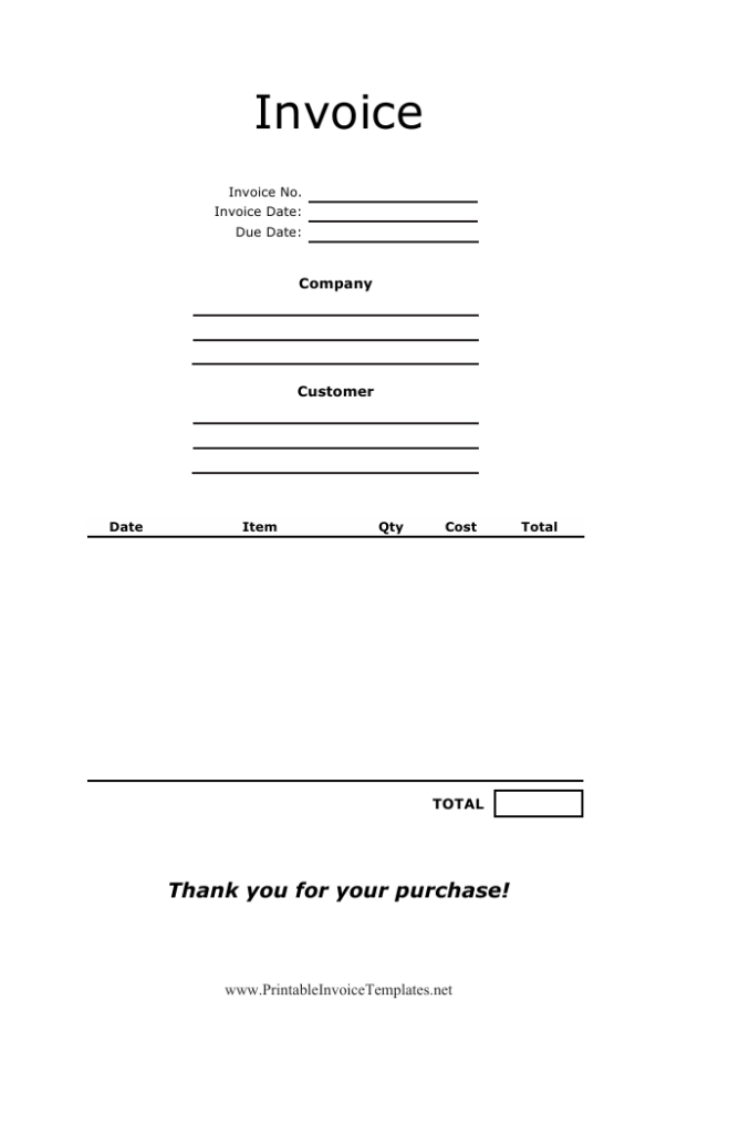 Product Invoice Template MS Word