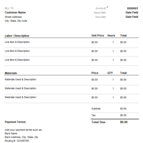 Custom Mechanic Invoice Template