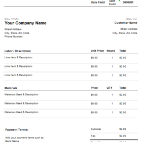 Mechanic Repair Work Invoice Template